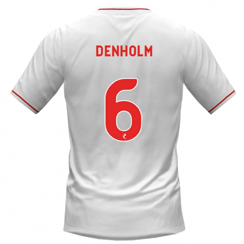 Danxen Børn Aidan Denholm #6 Hvid Rød Udebane Spillertrøjer 2026/27 Trøje T-Shirt