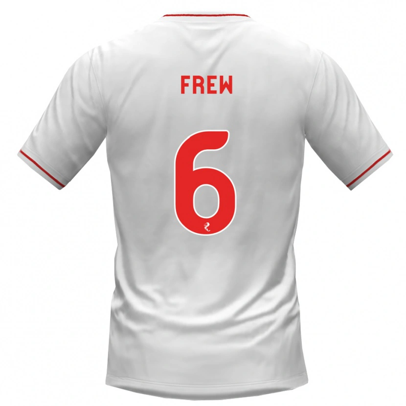 Danxen Børn Natasha Frew #6 Hvid Rød Udebane Spillertrøjer 2026/27 Trøje T-Shirt