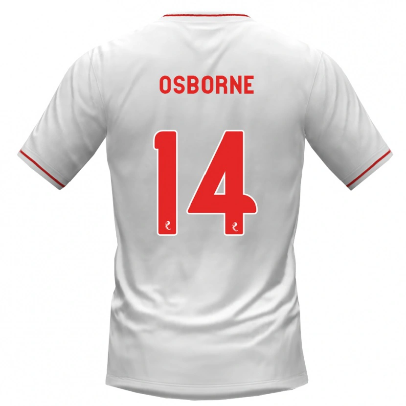 Danxen Børn Ellie Osborne #14 Hvid Rød Udebane Spillertrøjer 2026/27 Trøje T-Shirt