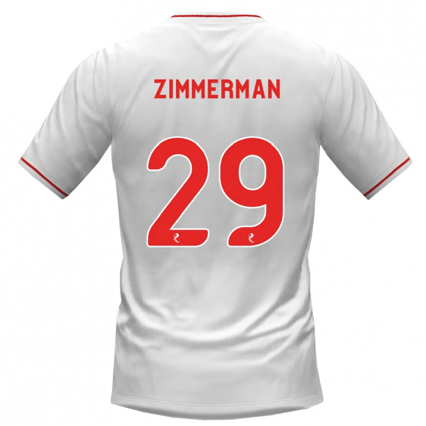 Danxen Børn Joshua Zimmerman #29 Hvid Rød Udebane Spillertrøjer 2026/27 Trøje T-Shirt