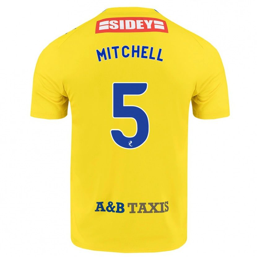 Danxen Børn Zach Mitchell #5 Gul Blå Sort Udebane Spillertrøjer 2026/27 Trøje T-Shirt