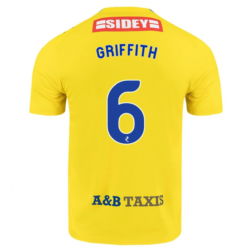 Danxen Børn Víctor Griffith #6 Gul Blå Sort Udebane Spillertrøjer 2026/27 Trøje T-Shirt