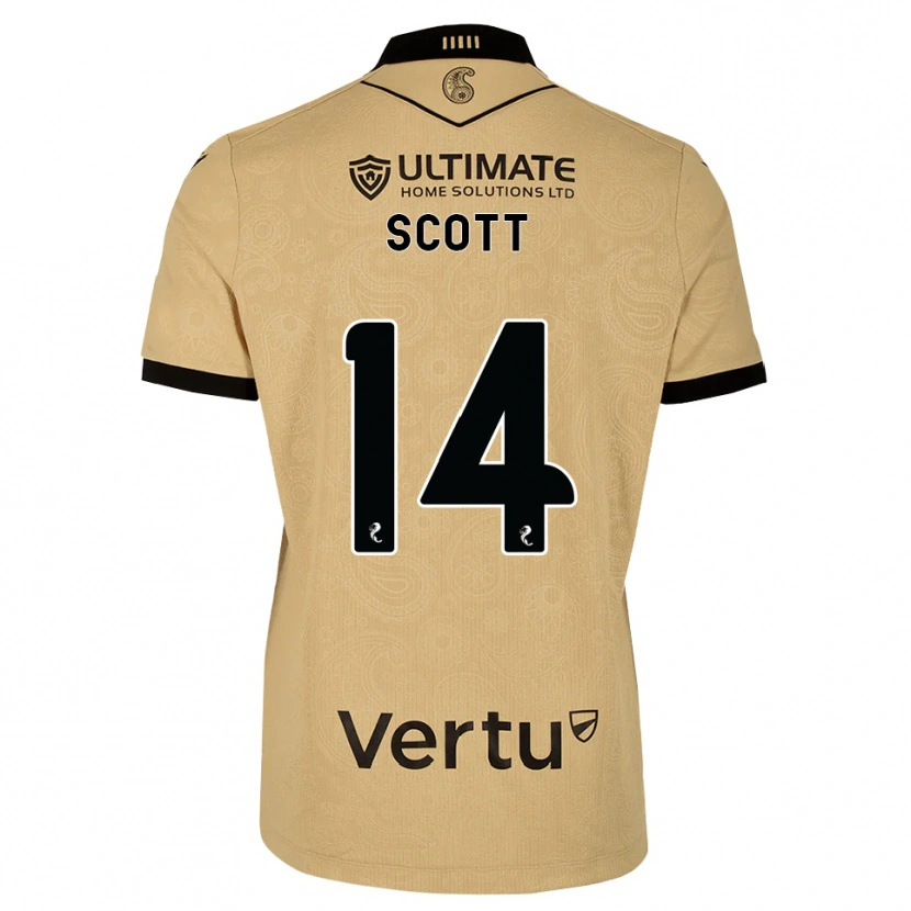 Danxen Børn James Scott #14 Burlywood Sort Udebane Spillertrøjer 2026/27 Trøje T-Shirt