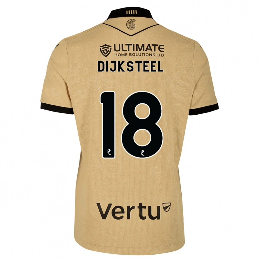 Danxen Børn Malik Dijksteel #18 Burlywood Sort Udebane Spillertrøjer 2026/27 Trøje T-Shirt