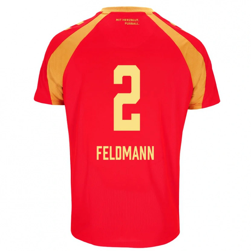Danxen Børn Ole Feldmann #2 Rød Orange Sort Udebane Spillertrøjer 2026/27 Trøje T-Shirt