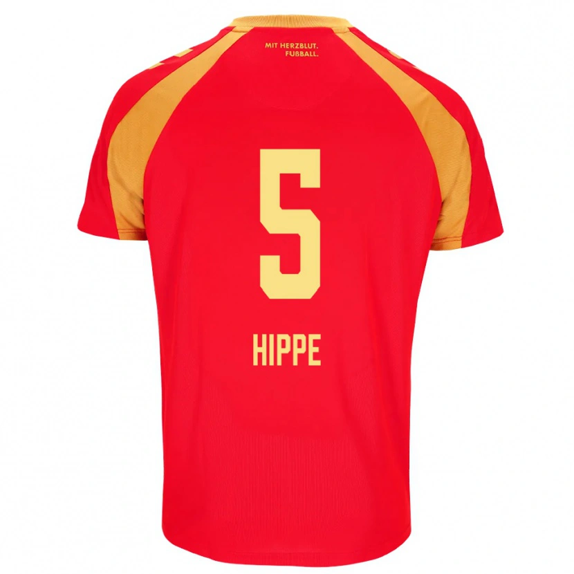Danxen Børn Maximilian Hippe #5 Rød Orange Sort Udebane Spillertrøjer 2026/27 Trøje T-Shirt