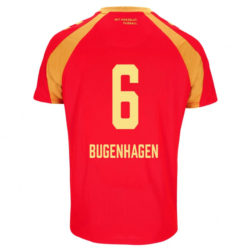 Danxen Børn Julius Bugenhagen #6 Rød Orange Sort Udebane Spillertrøjer 2026/27 Trøje T-Shirt