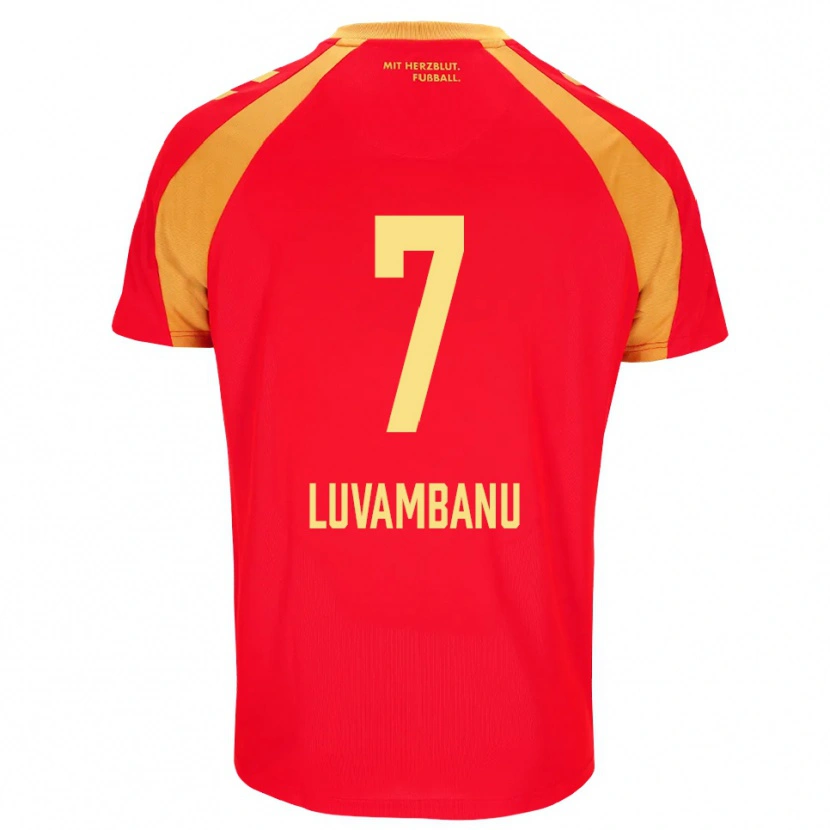 Danxen Børn Danell Luvambanu #7 Rød Orange Sort Udebane Spillertrøjer 2026/27 Trøje T-Shirt