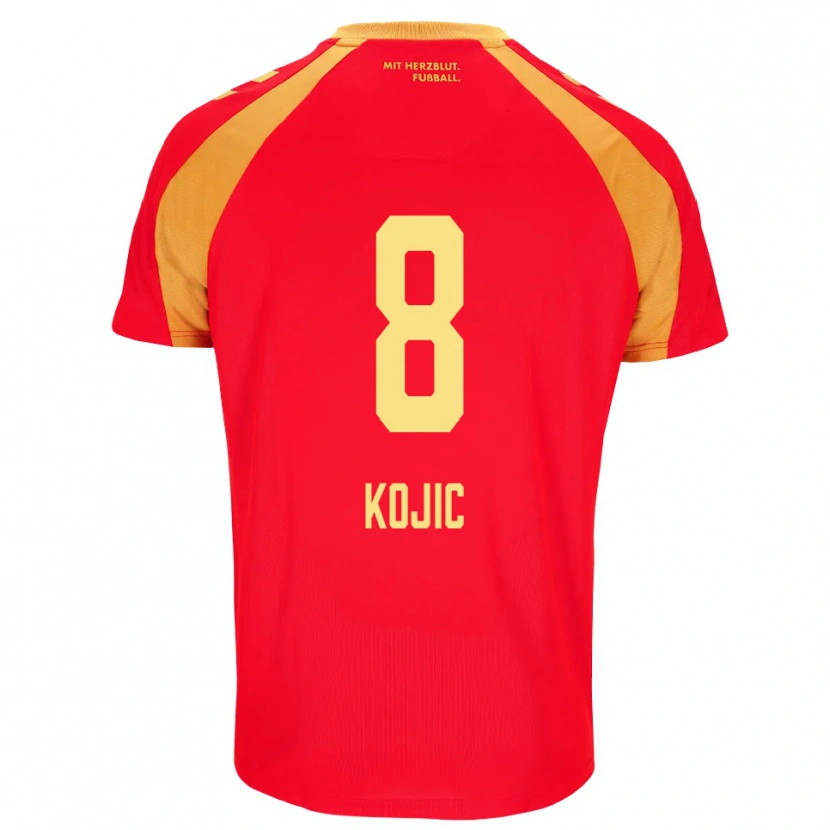 Danxen Børn Medin Kojic #8 Rød Orange Sort Udebane Spillertrøjer 2026/27 Trøje T-Shirt