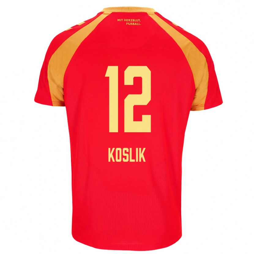Danxen Børn Michel Koslik #12 Rød Orange Sort Udebane Spillertrøjer 2026/27 Trøje T-Shirt