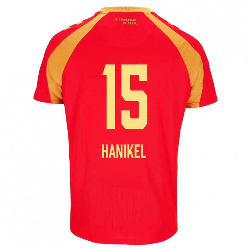 Danxen Børn Maximilian Hanikel #15 Rød Orange Sort Udebane Spillertrøjer 2026/27 Trøje T-Shirt