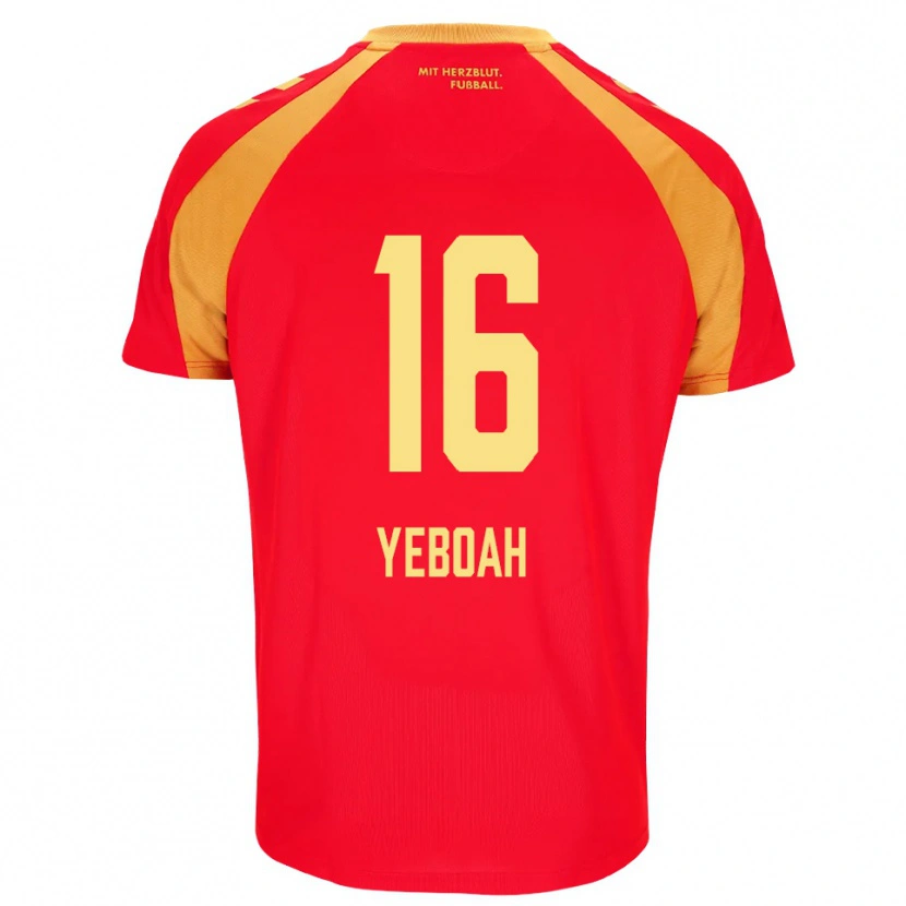 Danxen Børn Isaaq Yeboah #16 Rød Orange Sort Udebane Spillertrøjer 2026/27 Trøje T-Shirt