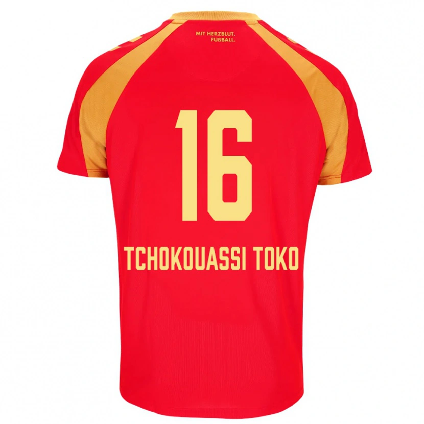 Danxen Børn Daryl Tchokouassi Toko #16 Rød Orange Sort Udebane Spillertrøjer 2026/27 Trøje T-Shirt
