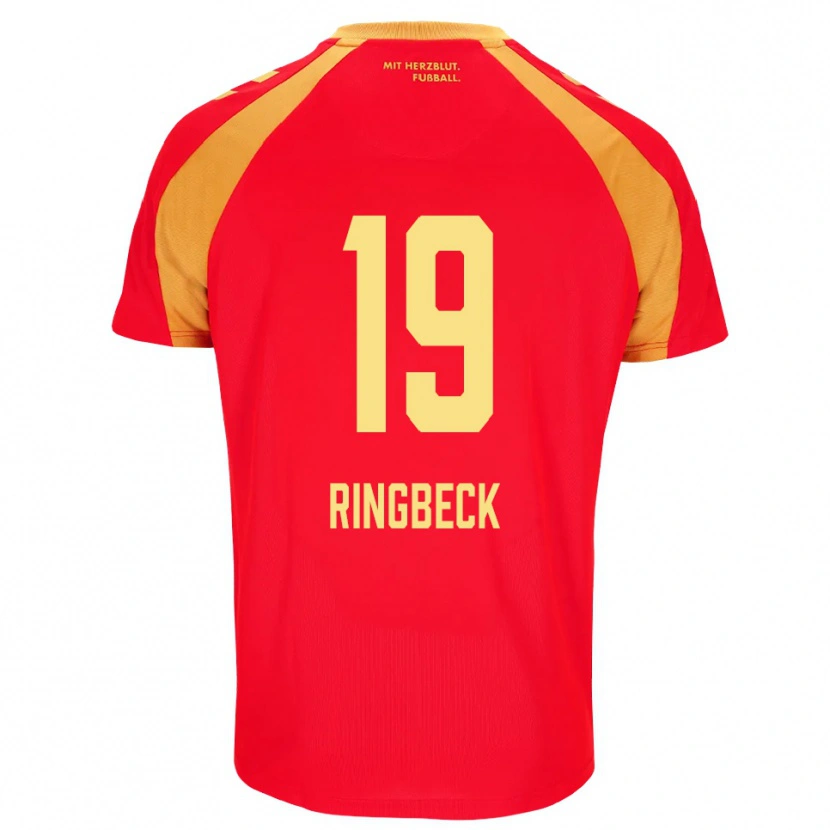 Danxen Børn Noah Ringbeck #19 Rød Orange Sort Udebane Spillertrøjer 2026/27 Trøje T-Shirt