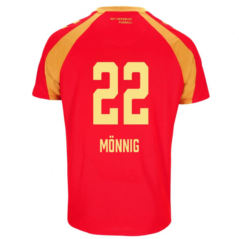 Danxen Børn Marlon Mönnig #22 Rød Orange Sort Udebane Spillertrøjer 2026/27 Trøje T-Shirt