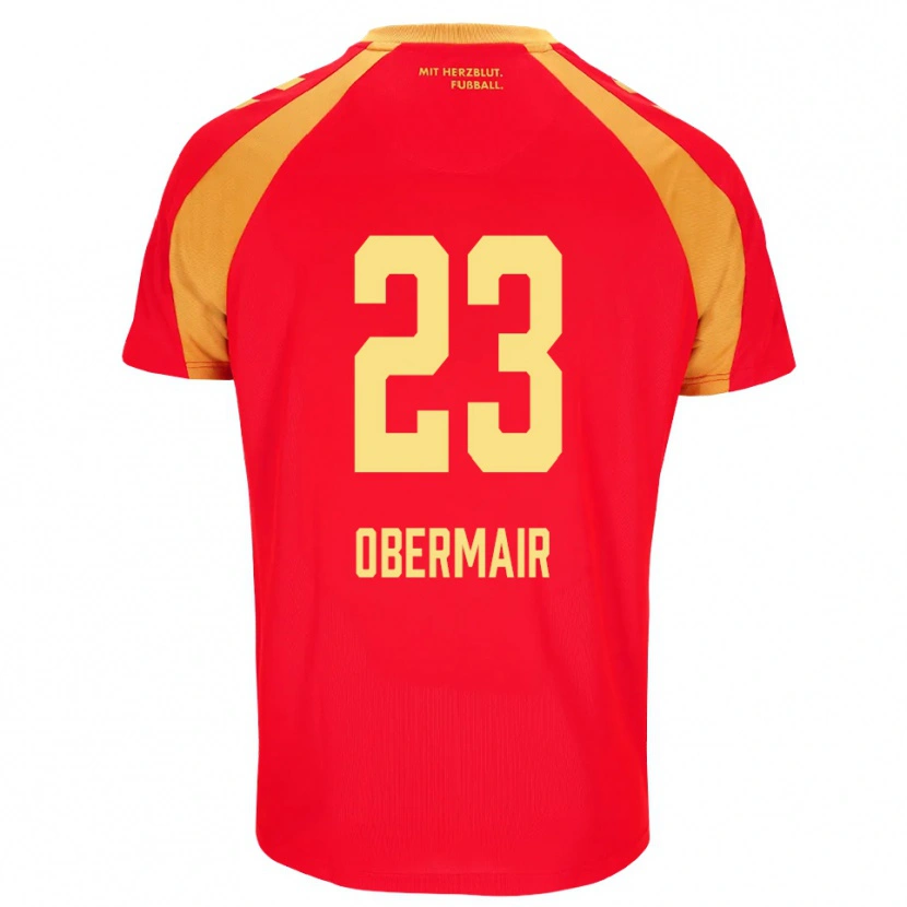 Danxen Børn Raphael Obermair #23 Rød Orange Sort Udebane Spillertrøjer 2026/27 Trøje T-Shirt