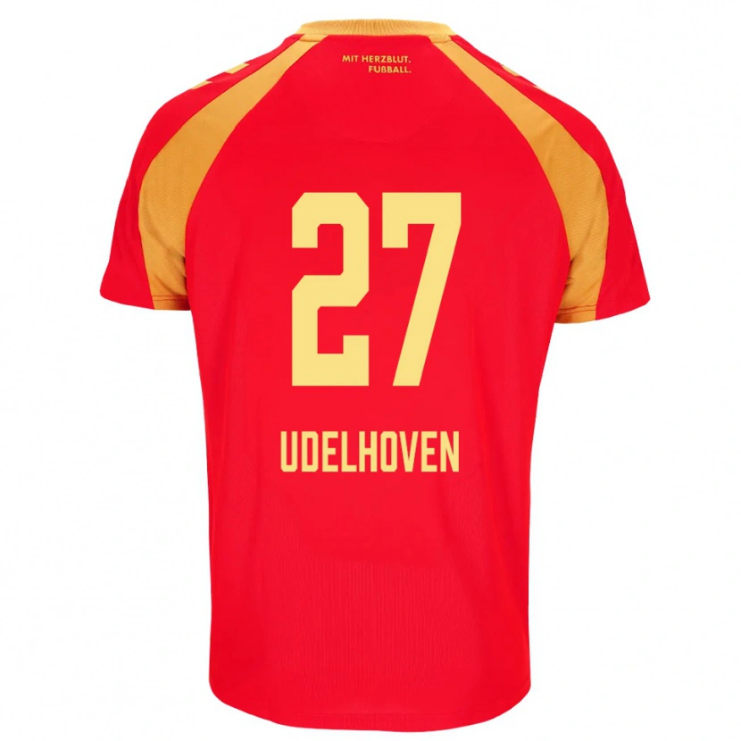 Danxen Børn Joel Udelhoven #27 Rød Orange Sort Udebane Spillertrøjer 2026/27 Trøje T-Shirt