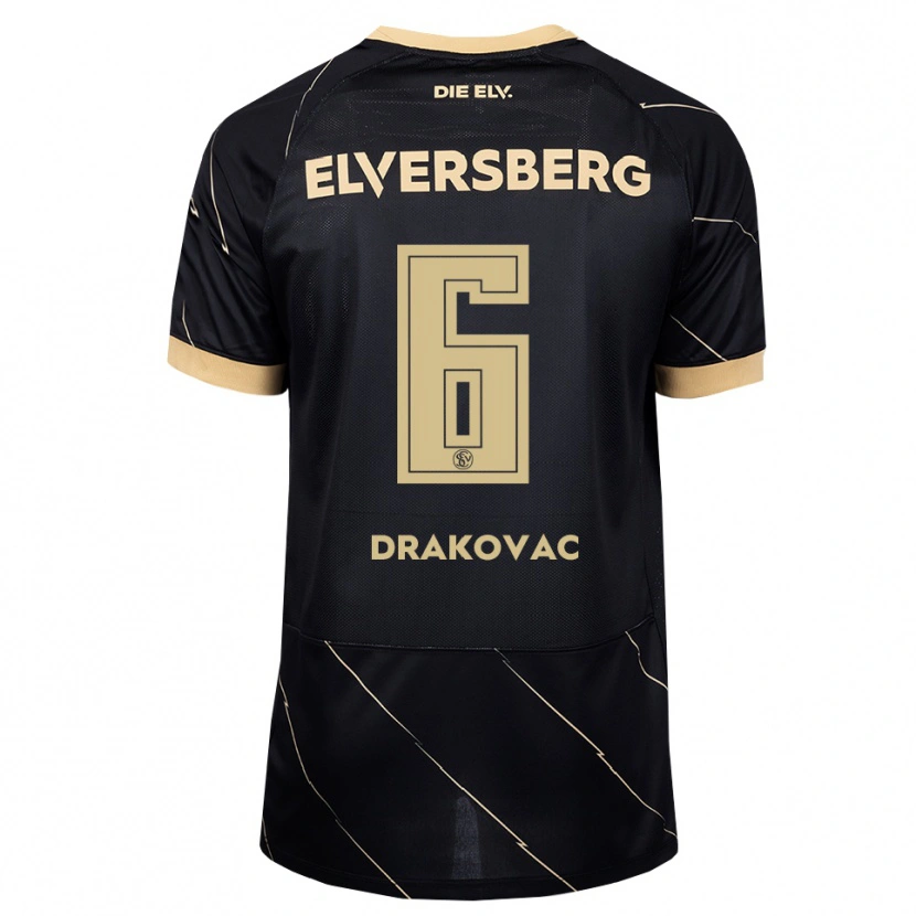 Danxen Børn Benjamin Drakovac #6 Sort Brun Udebane Spillertrøjer 2026/27 Trøje T-Shirt