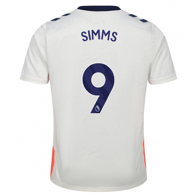 Danxen Børn Ellis Simms #9 Hvid Orange Kongeblå Udebane Spillertrøjer 2026/27 Trøje T-Shirt