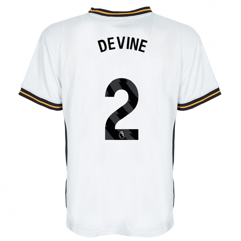 Danxen Børn Ed Devine #2 Hvid Orange Sort Udebane Spillertrøjer 2026/27 Trøje T-Shirt