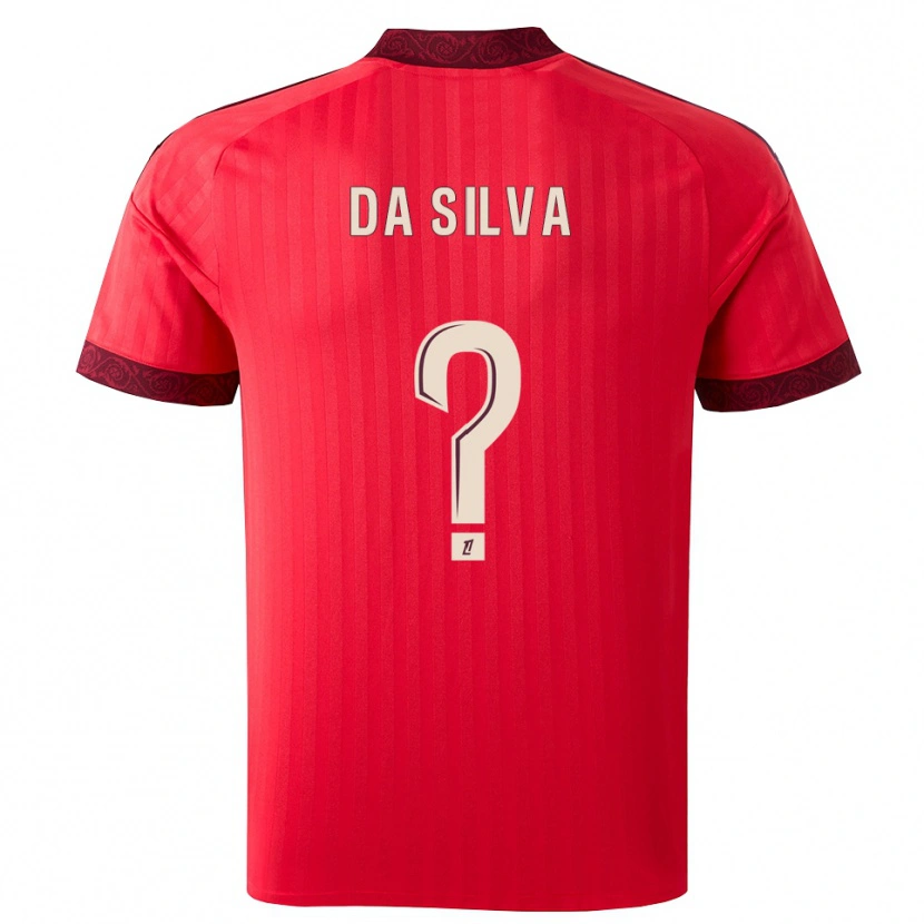 Danxen Børn Florent Da Silva #0 Burgunderrød Rød Hvid Udebane Spillertrøjer 2026/27 Trøje T-Shirt