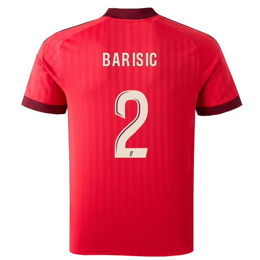 Danxen Børn Teo Barisic #2 Burgunderrød Rød Hvid Udebane Spillertrøjer 2026/27 Trøje T-Shirt