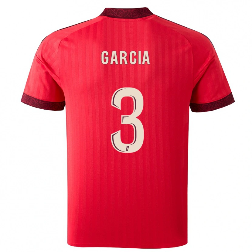Danxen Børn Angel García #3 Burgunderrød Rød Hvid Udebane Spillertrøjer 2026/27 Trøje T-Shirt