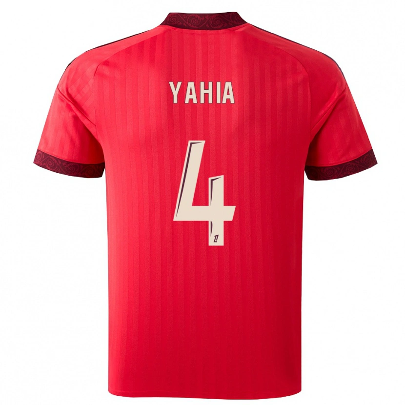 Danxen Børn Kelyan Yahia #4 Burgunderrød Rød Hvid Udebane Spillertrøjer 2026/27 Trøje T-Shirt