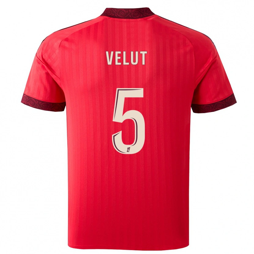 Danxen Børn Nolan Velut #5 Burgunderrød Rød Hvid Udebane Spillertrøjer 2026/27 Trøje T-Shirt