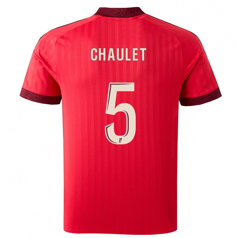 Danxen Børn Sawann Chaulet #5 Burgunderrød Rød Hvid Udebane Spillertrøjer 2026/27 Trøje T-Shirt