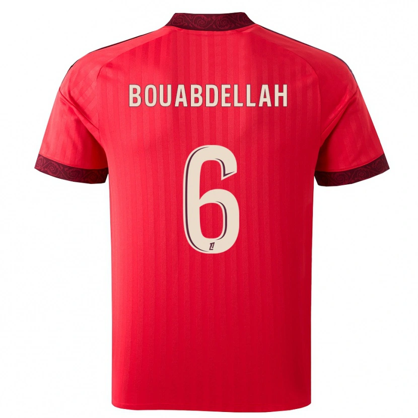 Danxen Børn Jalis Bouabdellah #6 Burgunderrød Rød Hvid Udebane Spillertrøjer 2026/27 Trøje T-Shirt