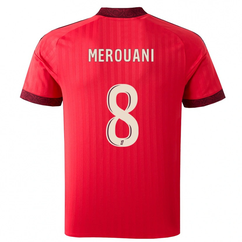 Danxen Børn Djibril Merouani #8 Burgunderrød Rød Hvid Udebane Spillertrøjer 2026/27 Trøje T-Shirt