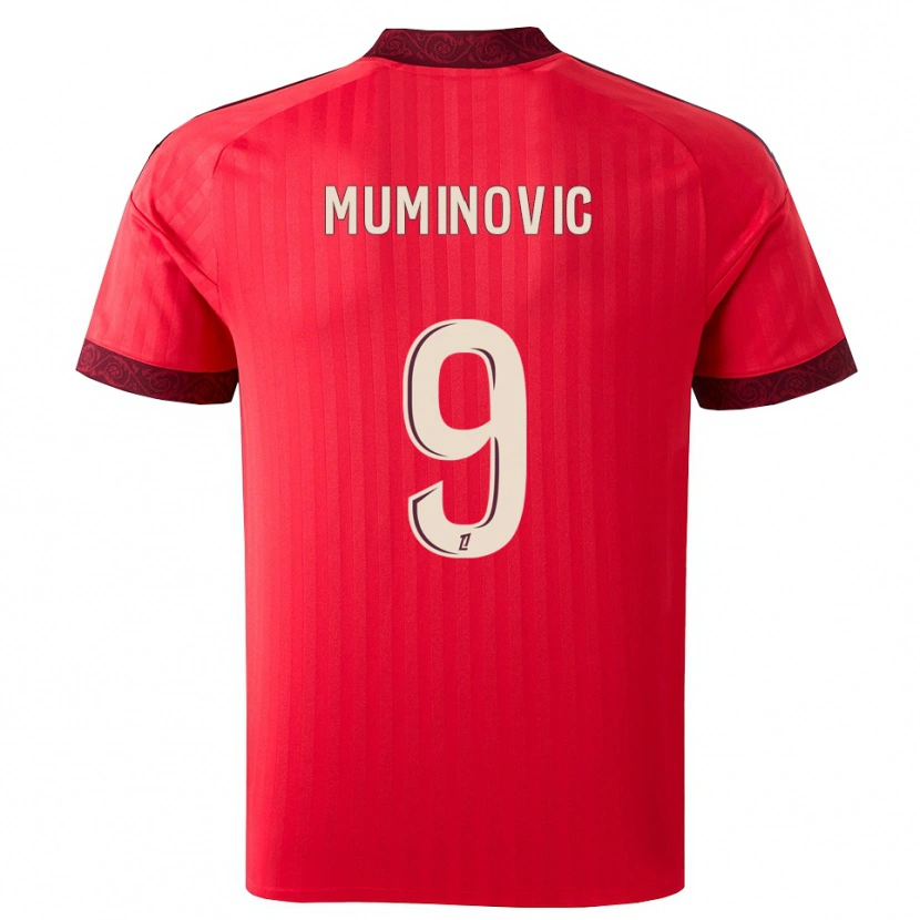 Danxen Børn Ajdin Muminovic #9 Burgunderrød Rød Hvid Udebane Spillertrøjer 2026/27 Trøje T-Shirt