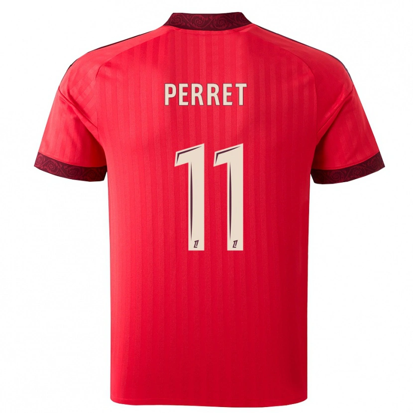 Danxen Børn Romain Perret #11 Burgunderrød Rød Hvid Udebane Spillertrøjer 2026/27 Trøje T-Shirt