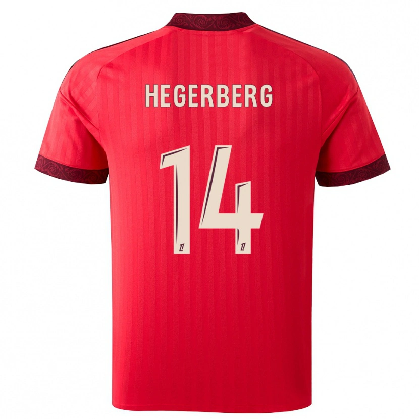 Danxen Børn Ada Hegerberg #14 Burgunderrød Rød Hvid Udebane Spillertrøjer 2026/27 Trøje T-Shirt