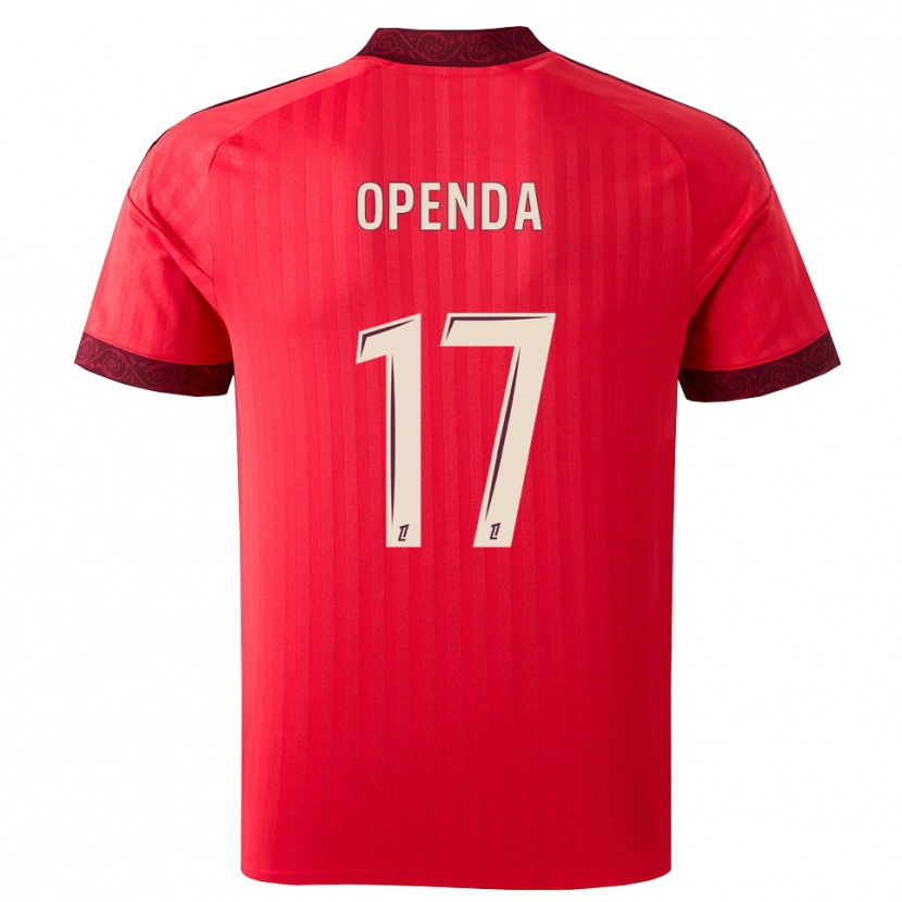 Danxen Børn Loïs Openda #17 Burgunderrød Rød Hvid Udebane Spillertrøjer 2026/27 Trøje T-Shirt