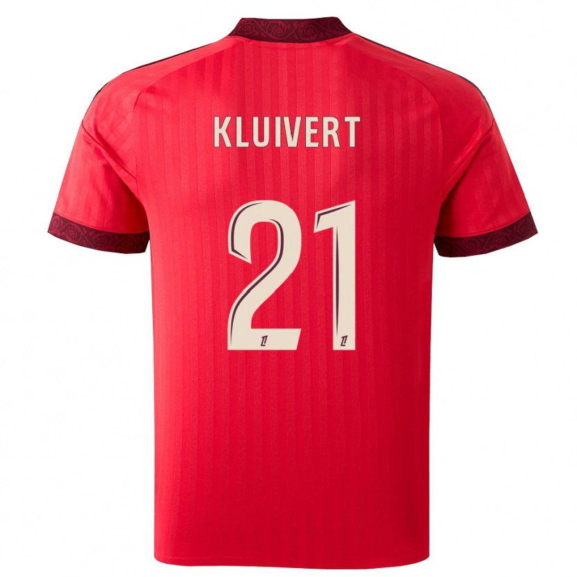 Danxen Børn Ruben Kluivert #21 Burgunderrød Rød Hvid Udebane Spillertrøjer 2026/27 Trøje T-Shirt