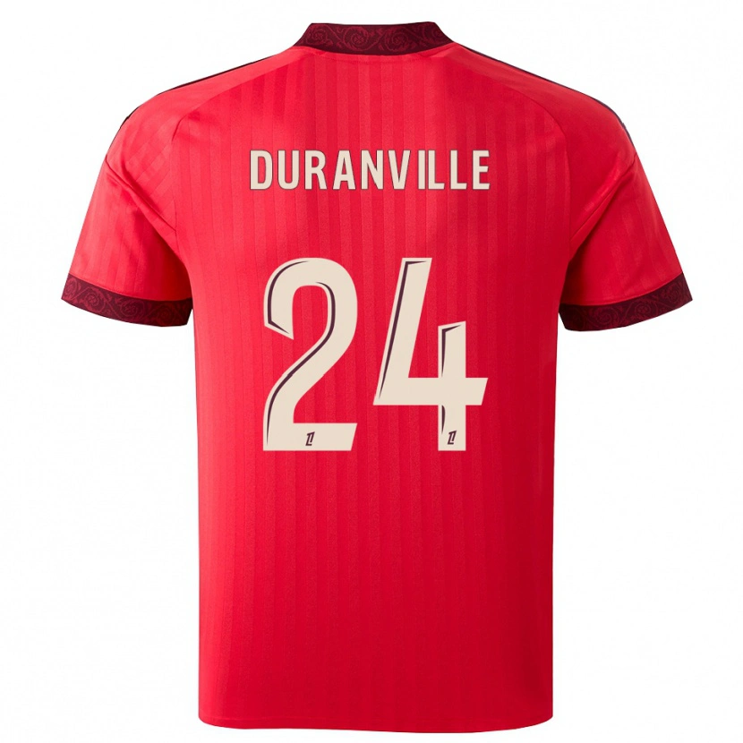 Danxen Børn Julien Duranville #24 Burgunderrød Rød Hvid Udebane Spillertrøjer 2026/27 Trøje T-Shirt