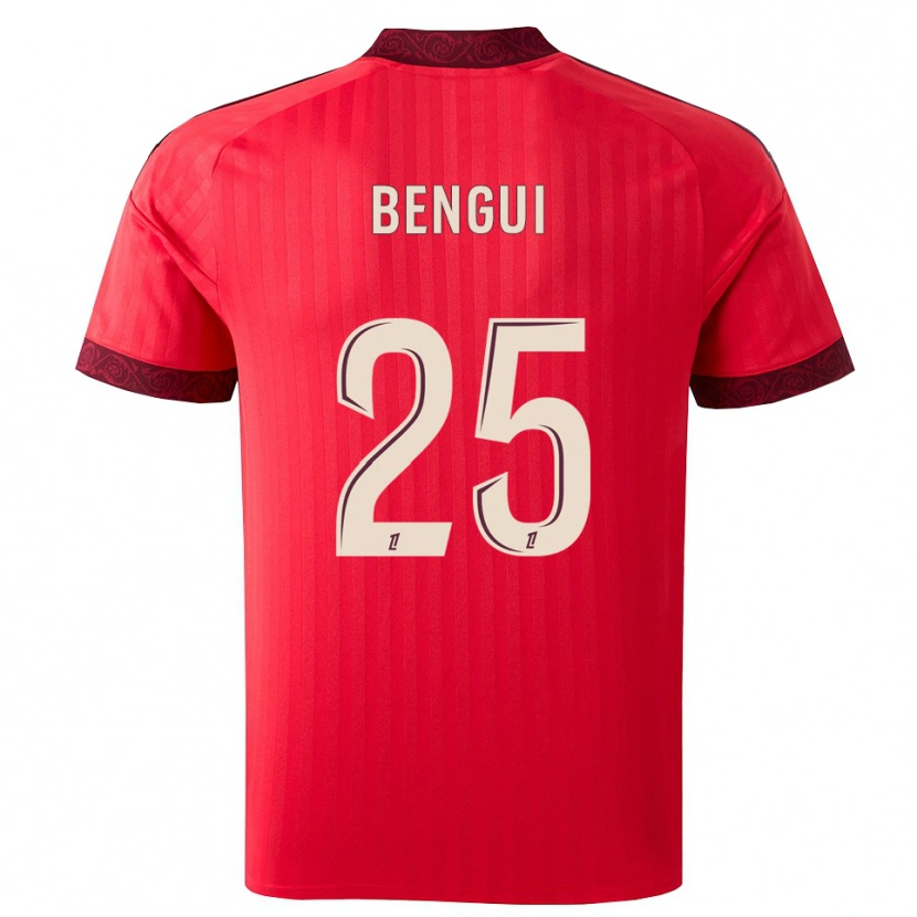 Danxen Børn Justin Bengui #25 Burgunderrød Rød Hvid Udebane Spillertrøjer 2026/27 Trøje T-Shirt