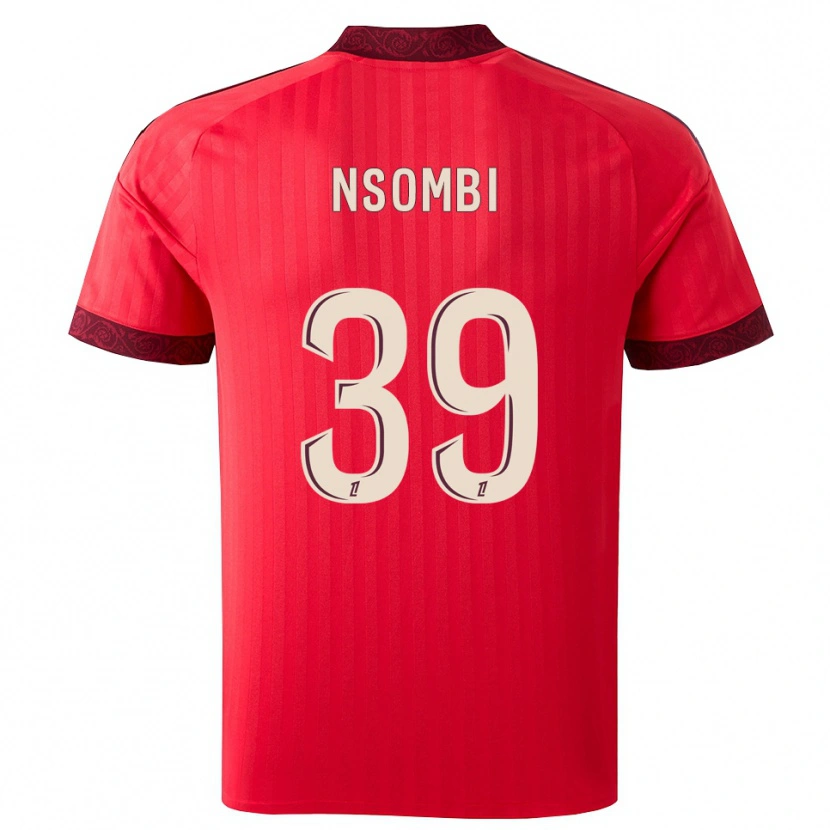 Danxen Børn Gael Nsombi #39 Burgunderrød Rød Hvid Udebane Spillertrøjer 2026/27 Trøje T-Shirt