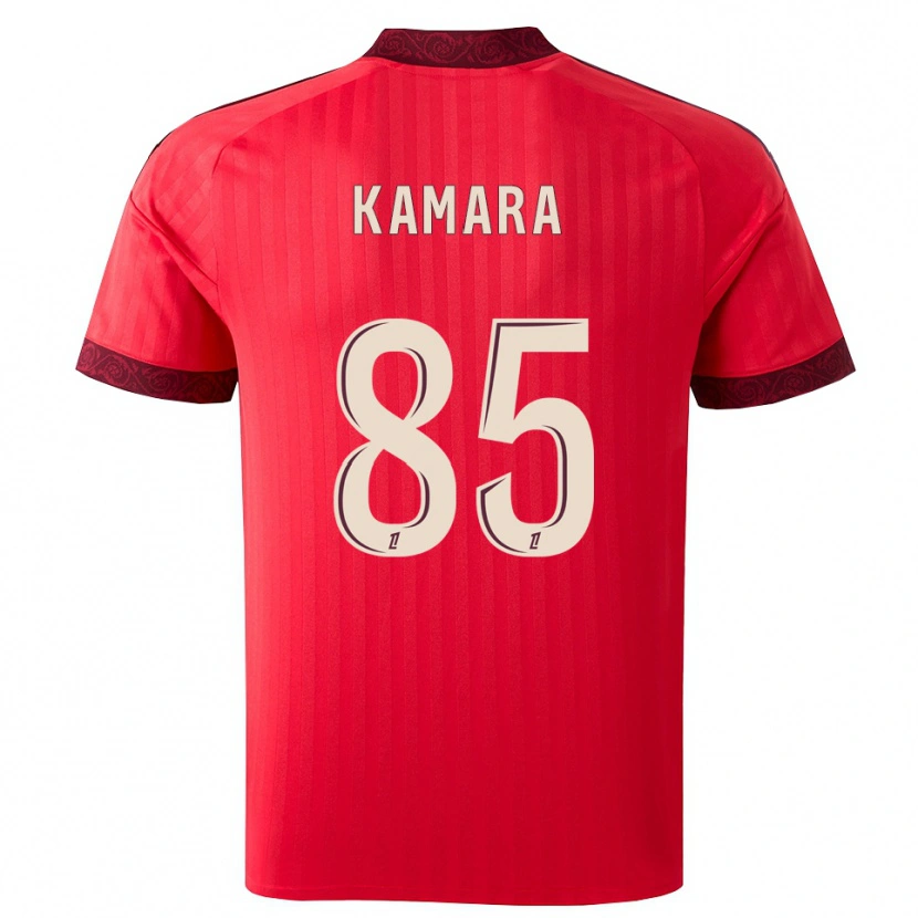 Danxen Børn Noham Kamara #85 Burgunderrød Rød Hvid Udebane Spillertrøjer 2026/27 Trøje T-Shirt