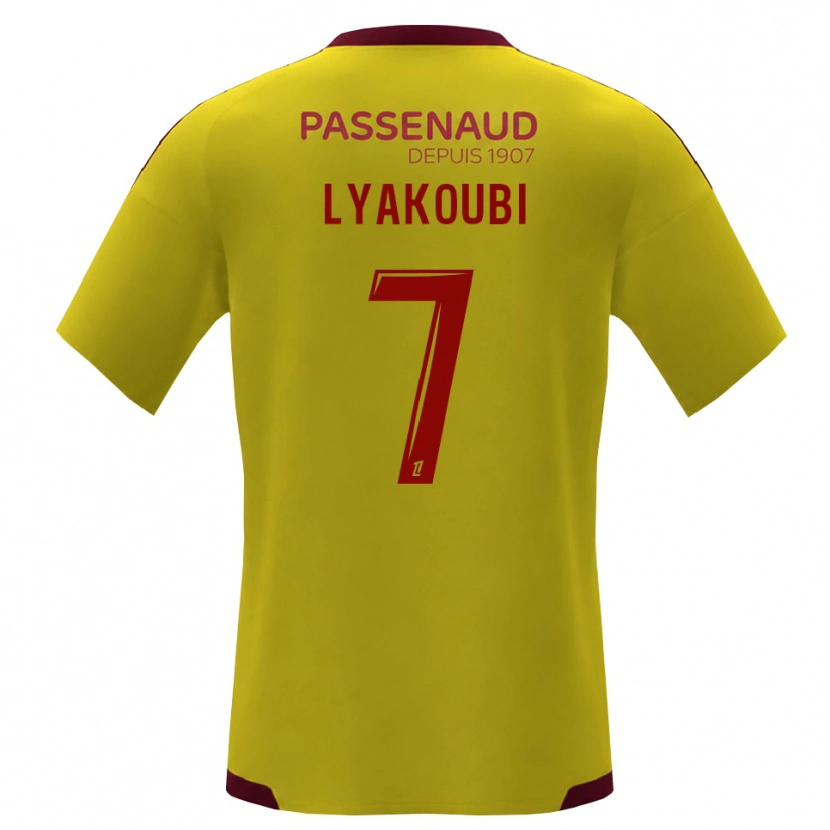 Danxen Børn Oussama Lyakoubi #7 Gul Rød Grøn Udebane Spillertrøjer 2026/27 Trøje T-Shirt