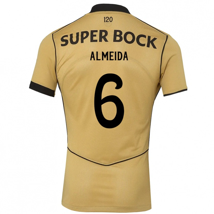 Danxen Børn Martim Almeida #6 Gyldengul Sort Udebane Spillertrøjer 2026/27 Trøje T-Shirt