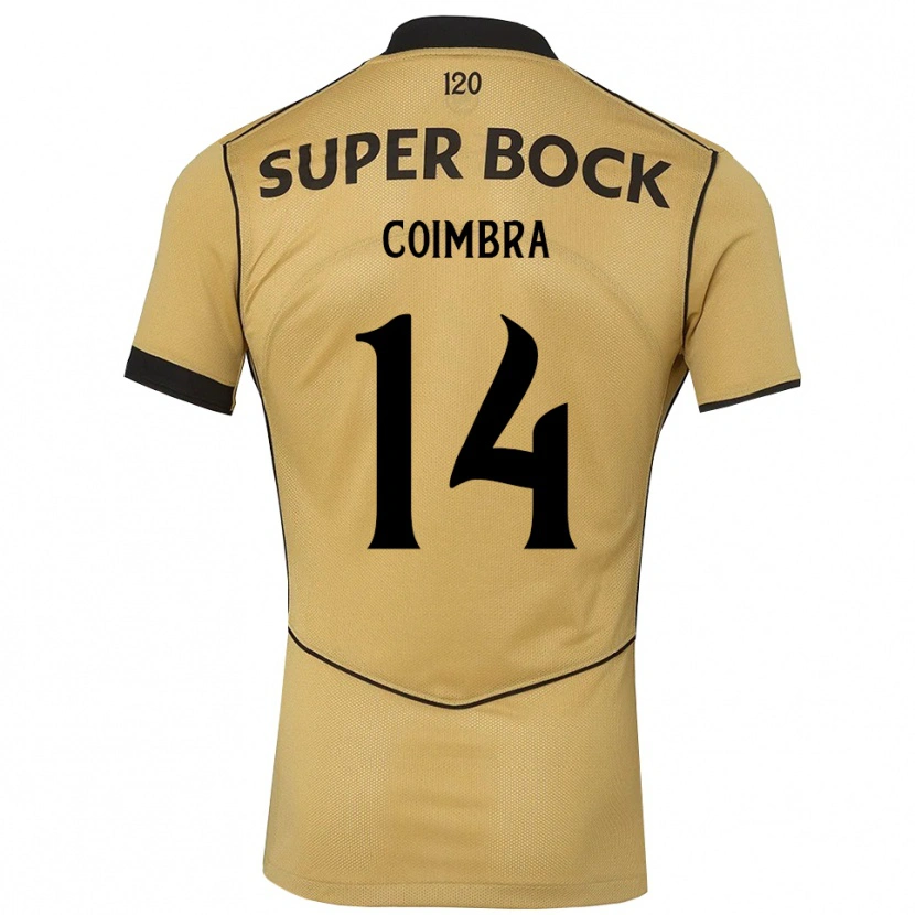 Danxen Børn Telmo Coimbra #14 Gyldengul Sort Udebane Spillertrøjer 2026/27 Trøje T-Shirt