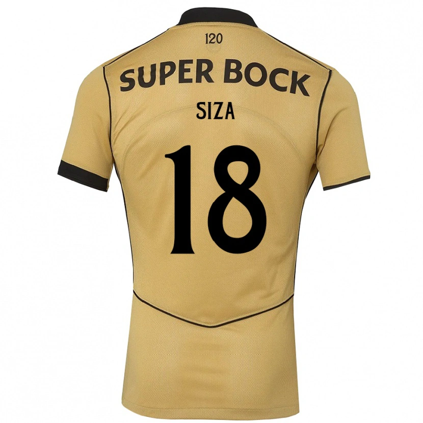 Danxen Børn Sergio Siza #18 Gyldengul Sort Udebane Spillertrøjer 2026/27 Trøje T-Shirt