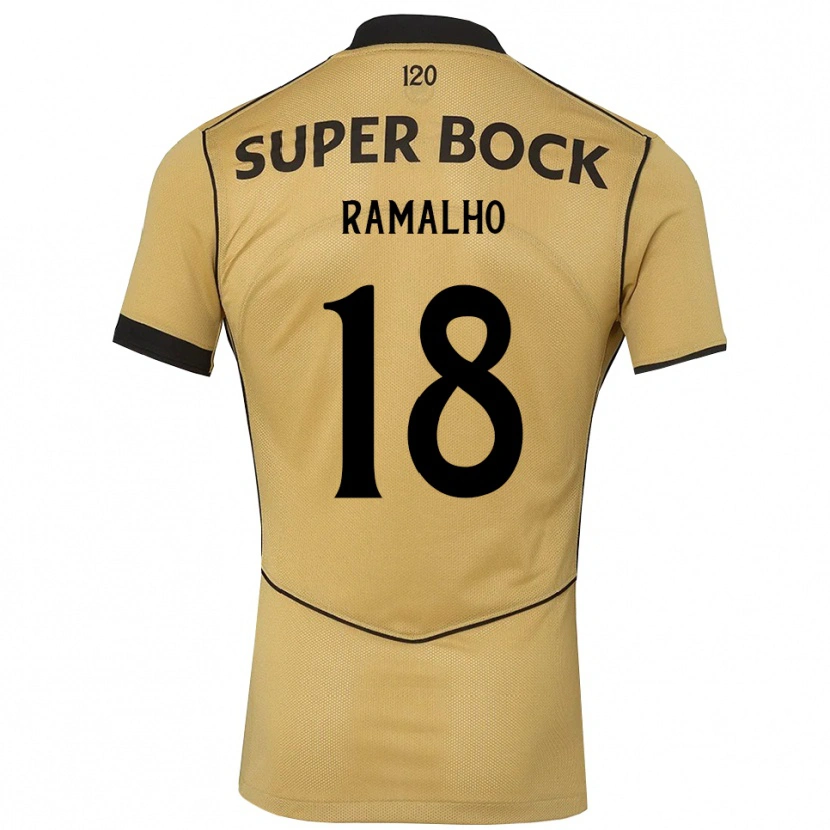 Danxen Børn Inês Filipa Ramalho Gonçalves #18 Gyldengul Sort Udebane Spillertrøjer 2026/27 Trøje T-Shirt