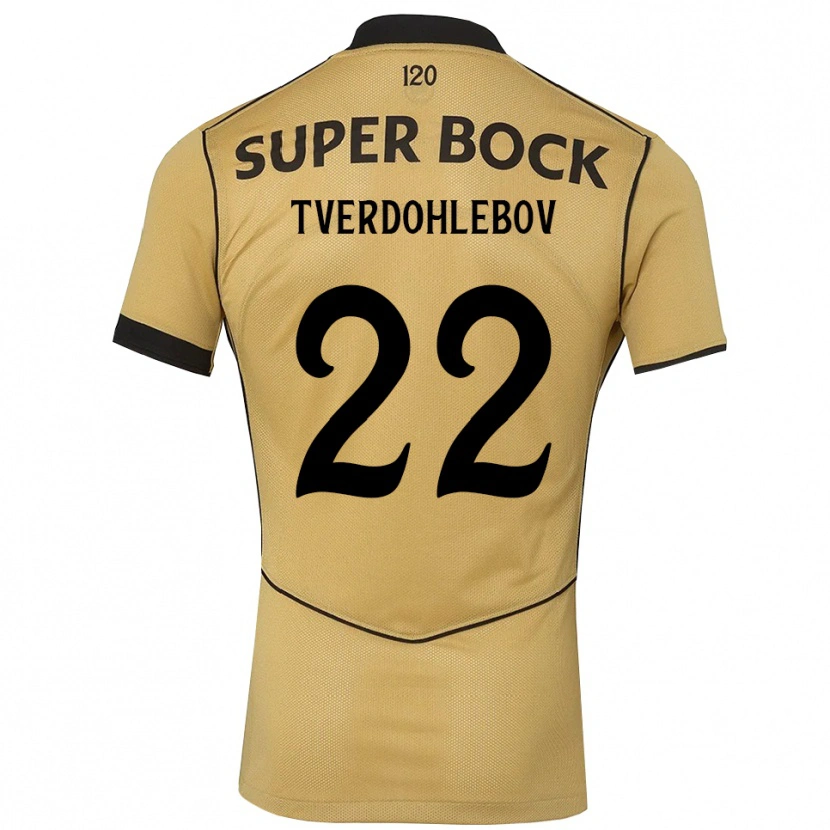 Danxen Børn Alex Tverdohlebov #22 Gyldengul Sort Udebane Spillertrøjer 2026/27 Trøje T-Shirt