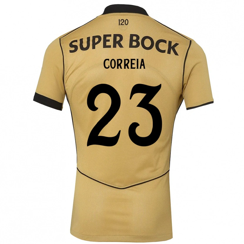 Danxen Børn Duarte Correia #23 Gyldengul Sort Udebane Spillertrøjer 2026/27 Trøje T-Shirt