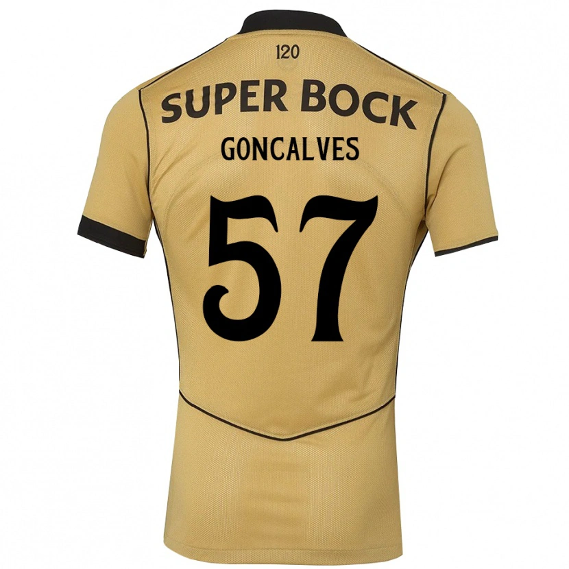 Danxen Børn Inês Gonçalves #57 Gyldengul Sort Udebane Spillertrøjer 2026/27 Trøje T-Shirt