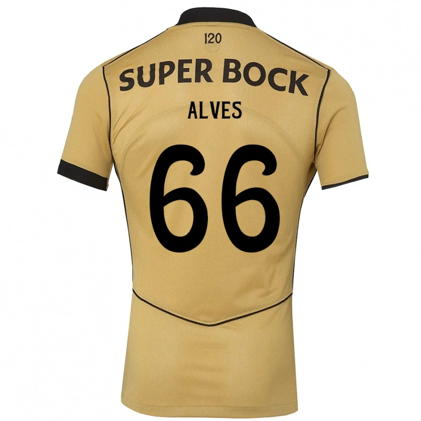 Danxen Børn Miguel Alves #66 Gyldengul Sort Udebane Spillertrøjer 2026/27 Trøje T-Shirt